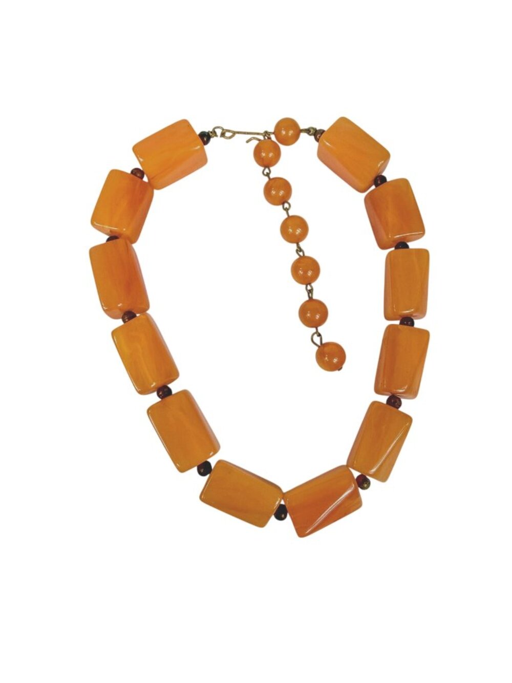 Vintage Peach Butterscotch Bakelite Chunky Beaded Necklace Adjustable